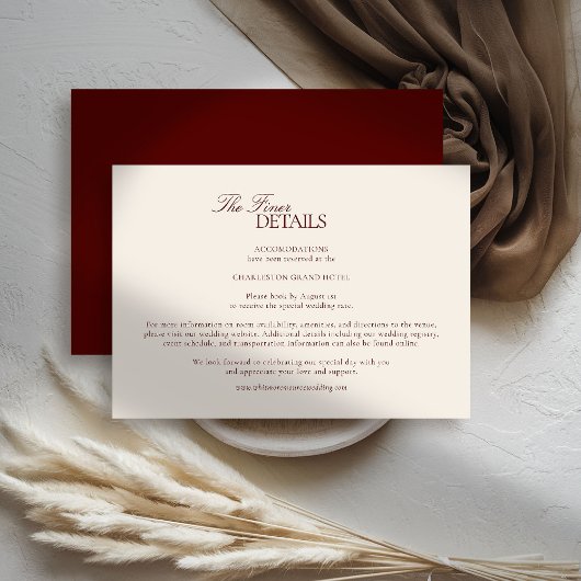 Deep Burgundy Modern Classic Formal Estate Wedding Begleitkarte