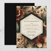 Deep Burgundy Moody Bloom Wedding Einladung (Vorne/Hinten)