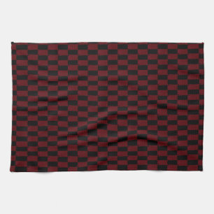 Deep Burgundy Red and Black Woven Pattern Geschirrtuch