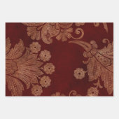 Deep Burgundy Red and Gold Damask Geschenkpapier Set (Vorderseite 3)