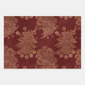 Deep Burgundy Red and Gold Damask Geschenkpapier Set (Vorderseite 2)