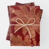Deep Burgundy Red and Gold Damask Geschenkpapier Set (Beispiel)