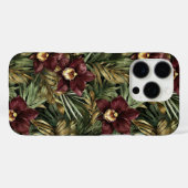 Deep Burgundy Red Orchids Jungle Birthday Case-Mate iPhone Hülle (Rückseite (Horizontal))