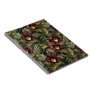 Deep Burgundy Red Orchids Jungle Birthday Notizblock