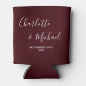 Deep Burgundy Script Minimalist Wedding Dosenkühler (Vorderseite)