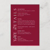 Deep Burgundy Script Wedding Details Begleitkarte (Vorderseite)