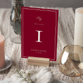 Deep Burgundy Script Wedding Tischnummer