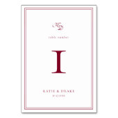 Deep Burgundy Script Wedding Tischnummer (Rückseite)
