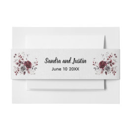 Deep Burgundy Silver Grau Aquarellfarben Blüte Cus Einladungsbanderole