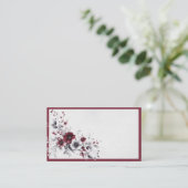 Deep Burgundy Silver Grau Aquarellfarben Blüte Cus Platzkarte (Stehend Vorderseite)