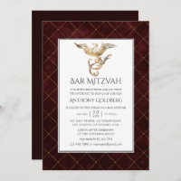 Deep Burgundy und Gold Dragon Thema Bar Mitzvah