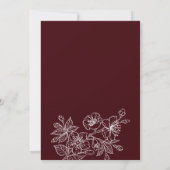 Deep Burgundy White Floral Line Art | Wedding Einladung (Rückseite)