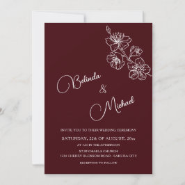Deep Burgundy White Floral | Wedding Einladung
