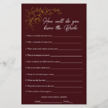 Deep Burgundy Who Knows The Bride Shower Game