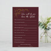 Deep Burgundy Who Knows The Bride Shower Game (Stehend Vorderseite)