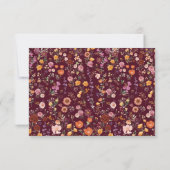 Deep Burgundy Wildblume Wreath weded RSVP Karte (Rückseite)