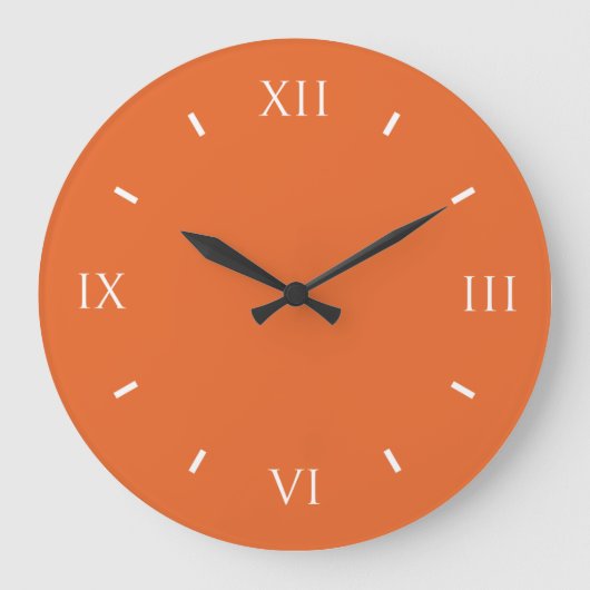 Deep Carrot Orange Classy Solid Color Große Wanduhr (Vorderseite)