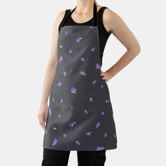 Deep Charcoal Balloon Flower Floral Pattern Schürze (InSitu)