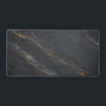 Deep Charcoal Slate and Gold Vein Desk Mat Schreibtischunterlage<br><div class="desc">This Deep Charcoal Slate and Gold Vein Desk Mat features a high-resolution, full-bleed texture of natural dark stone with subtle gold and blue mineral veins. Perfect for professional executive offices, sophisticated home workstations, or as a premium minimalist gift. This ultra-wide desk pad offers a sleek, high-performance surface with a timeless...</div>