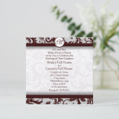 Deep Chocolate Brown Damask Einladung (Stehend Vorderseite)