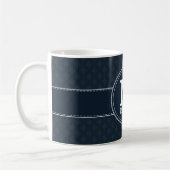 Deep Classic Navy Blue Muster Custom Monogram Kaffeetasse (Links)