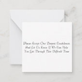 Deep Condolences Card Mitteilungskarte (Rückseite)