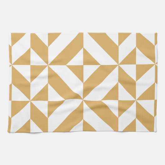 Deep Cool Gold Geometric Deko Cube Pattern Küchentuch (Horizontal)