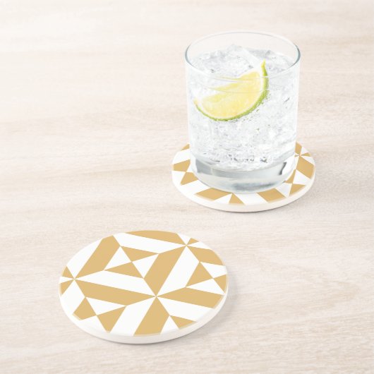 Deep Cool Gold Geometric Deko Cube Pattern Sandstein Untersetzer (Seite)