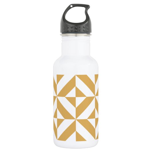Deep Cool Gold Geometric Deko Cube Pattern Trinkflasche (Vorderseite)