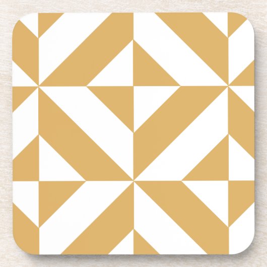 Deep Cool Gold Geometric Deko Cube Pattern Untersetzer (Vorderseite)