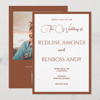 Deep Copper Minimalist Modern Calligraphy Wedding Einladung