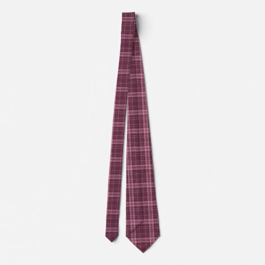 Deep Cranberry Red Tartan Plaid Krawatte (Rückseite)