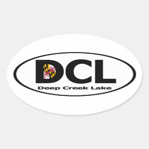 Deep Creek Lake Decal (Set von 4 Jahren) Ovaler Aufkleber