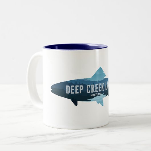Deep Creek Lake Maryland Fish Zweifarbige Tasse (Vorderseite Links)