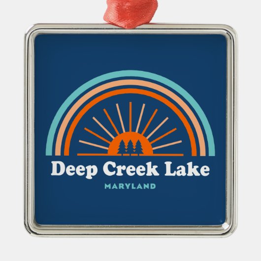 Deep Creek Lake Maryland Rainbow Ornament Aus Metall (Vorne)
