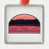 Deep Creek Lake Maryland Red Sunrise Ornament Aus Metall (Vorne)