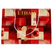 Deep Crimson Abstrakt Geometric Große Geschenktüte (Vorderseite)