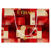 Deep Crimson Abstrakt Geometric Große Geschenktüte (Rückseite)