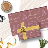 Deep Crimson Doodle Weihnachtsbaum Rentierstars Geschenkpapier