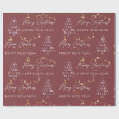 Deep Crimson Doodle Weihnachtsbaum Rentierstars Geschenkpapier (Flach)
