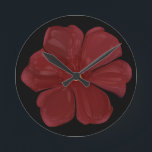 Deep Crimson Moody Bloom Glossy Dark Botanical Flo Runde Wanduhr<br><div class="desc">Embrace the drama of nature with this deep crimson bloom. This striking digital illustration features a bold red flower with a high-gloss, almost porcelain finish, set against a deep, moody background. Perfect for lovers of dark botanical art, gothic garden aesthetics, and moody floral decor. This piece captures a sense of...</div>
