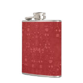 Deep Crimson Red Extravagant Floral Damask Muster Flachmann (Links)