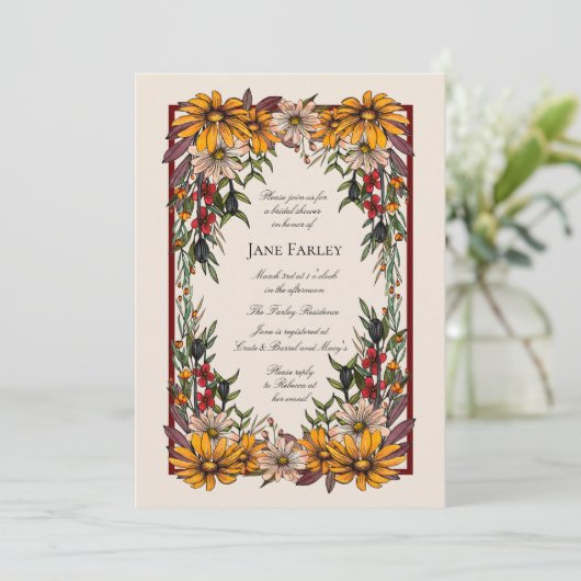 Deep Daisy Hues Einladung (Stehend Vorderseite)