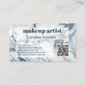 Deep Dark Aquamarin Blue Gray Rose Gold Marmormust Visitenkarte (Rückseite)