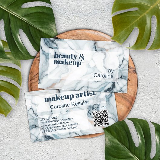 Deep Dark Aquamarin Blue Gray Rose Gold Marmormust Visitenkarte