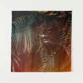 Deep dark green palm leaves pattern with bright or wandteppich (Vorderseite (Horizontal))