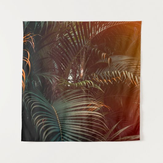 Deep dark green palm leaves pattern with bright or wandteppich (Vorderseite)