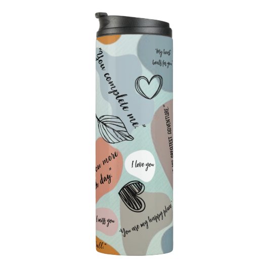 Deep Declaration Liebe Doodles Minimalistisch Abst Thermosbecher (Nach rechts gedreht)