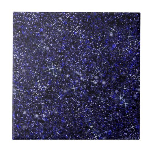 Deep Delft Midnight Blue Imitats Glitzer Solid Fliese (Vorderseite)