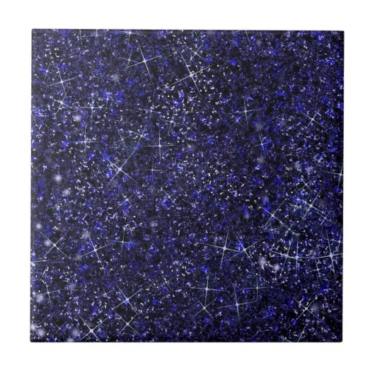 Deep Delft Midnight Blue Imitats Glitzer Solid Fliese (Vorderseite)